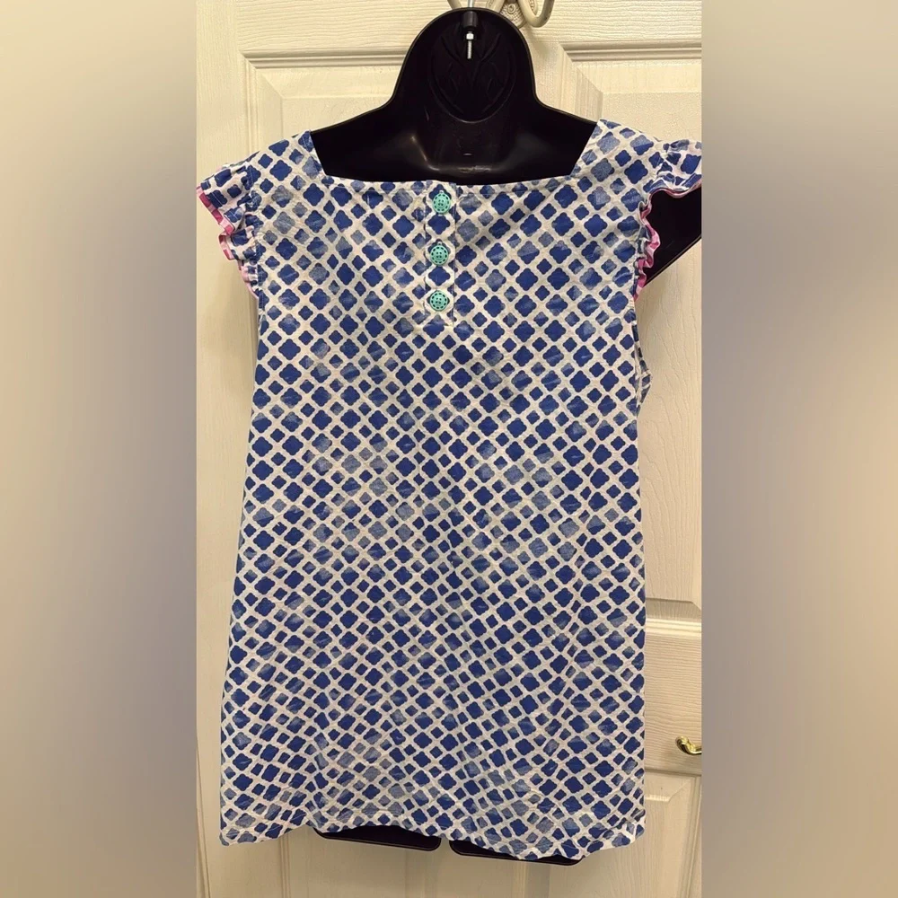 Matilda Jane Babydoll Blouse Size M Blue Geometric Tassel Tie Boho Top - Picture 2 of 12